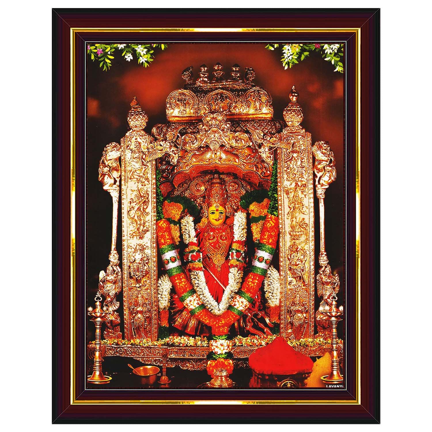 Pavan Photo Laminations Vijayawada Kanaka Durga Devi Durgamma Wall Painting Framed Home Decor (Wood,Matte,Brown,Small Size,6 x 8 Inch) B177S-image-41