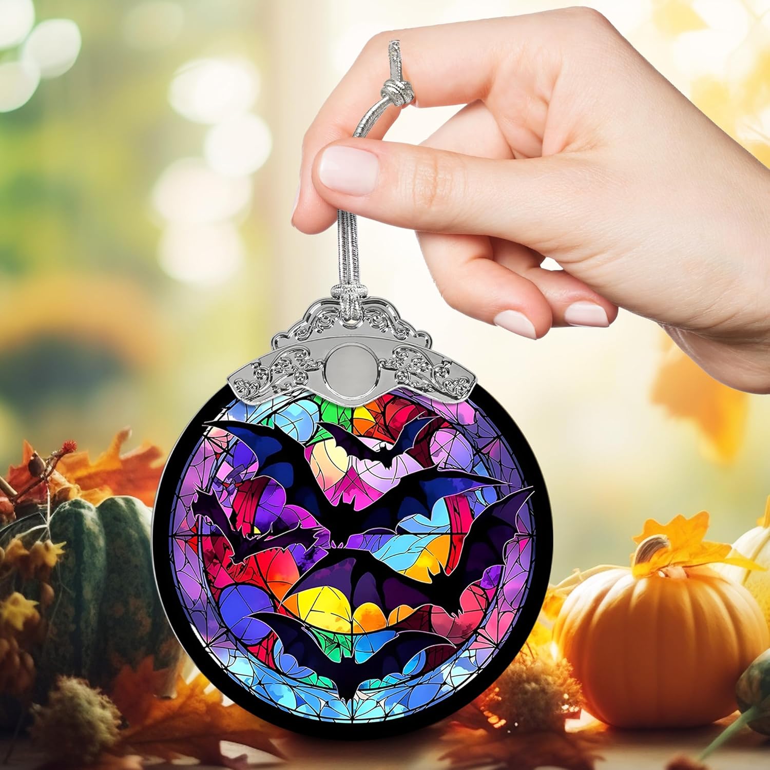 Bat Hanging Ornament Glass Ornament - Christmas & Halloween Decoration - Keepsake Gift - Image 5
