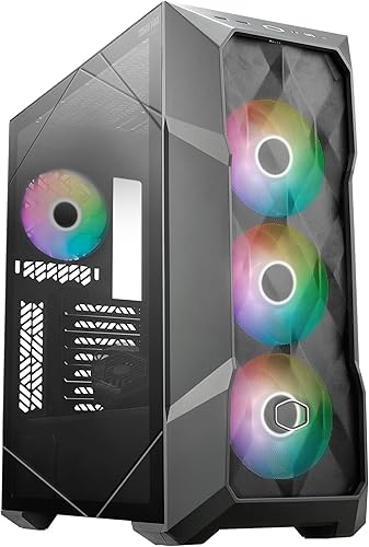 Vista 17 de Cooler Master TD500 Mesh V2 Airflow ATX Mid-Tower Case, malla poligonal, vidrio templado cristalino, panel superior extraíble, 3 ventiladores PWM