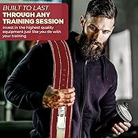 Vista 7 de Cinturón para levantamiento de peso con hebilla palanca, 0.4 pulgadas de FlexzFitness, Rojo