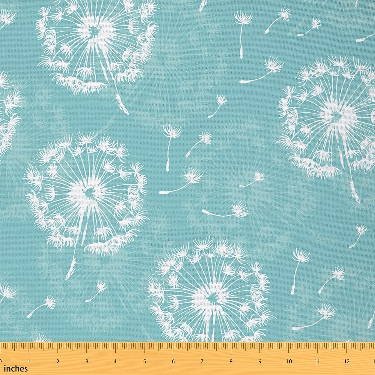 Richhome Multi 27 Dandelion Fabric By The Yard Wild Outdoor Flowers Rustic Style Fabric For Sewing Lovers Botanical Floral Natural Plants Fabric For Diy Upholstery And Home Accents 1 Yard Teal Blue White