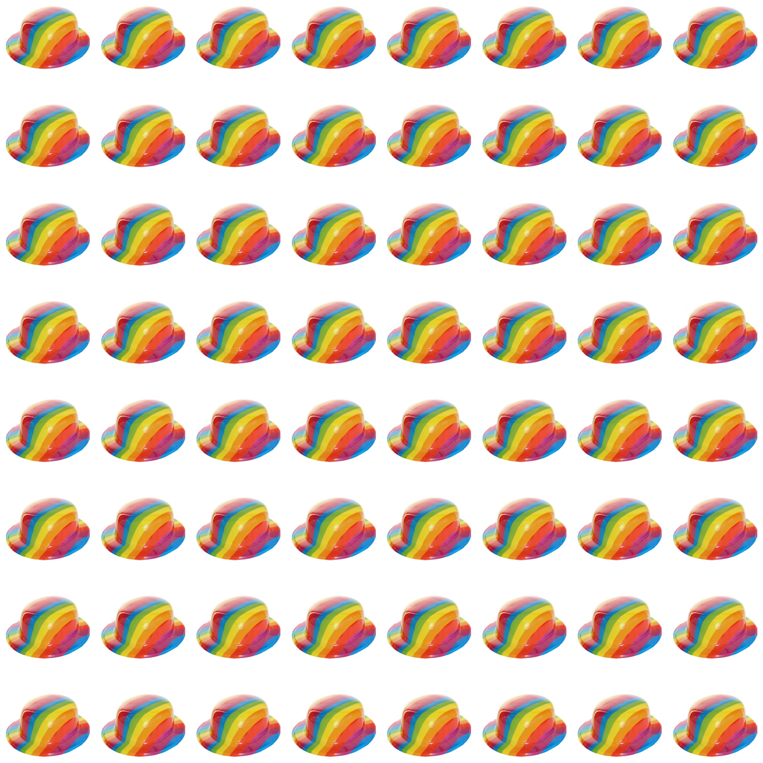 Rainbow Pride Bowler Sombreros – Bolos de plástico con estampado de arco iris – Accesorio perfecto para el mes del orgullo, marchas del orgullo y eventos del orgullo