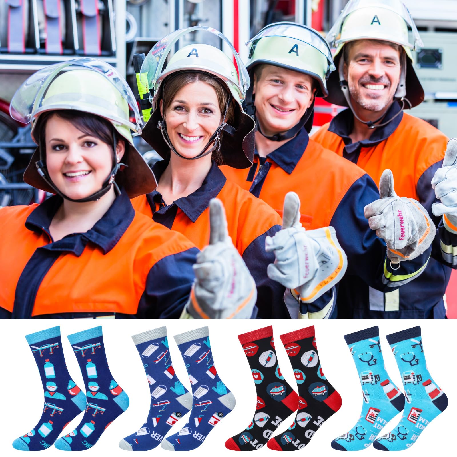 Cutecrop 8 Pairs Emt Gifts for Men Women Funny Paramedic Crew Dress Socks for Him Ems Week Gift Rn Cna Lpn Emt Practitioner Medical Assistant International Paramedic Day Cna Nurse Week