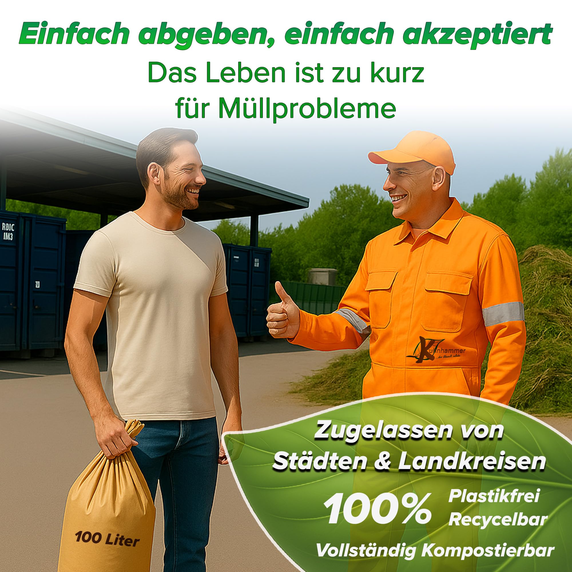 Biotonnenmüllsäcke 80L - 120L I 25Stk Müllbeutel Biotonne I Biomüllsäcke I Papiersack für Biomülltonne madenfrei I Papiersäcke für Gartenabfälle