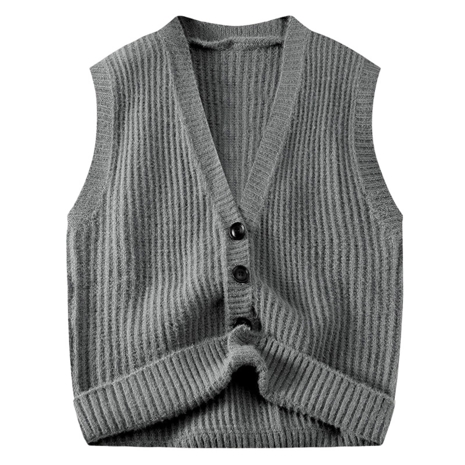Chaleco de punto para hombre con cuello en V profundo y corte holgado sin mangas retro 6