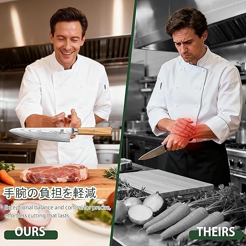 Miniatura 2 de Cuchillo de chef de Damasco, cuchillo de chef japonés de Damasco de 8 pulgadas con acero de alto carbono VG10, cuchillo de cocina profesional con