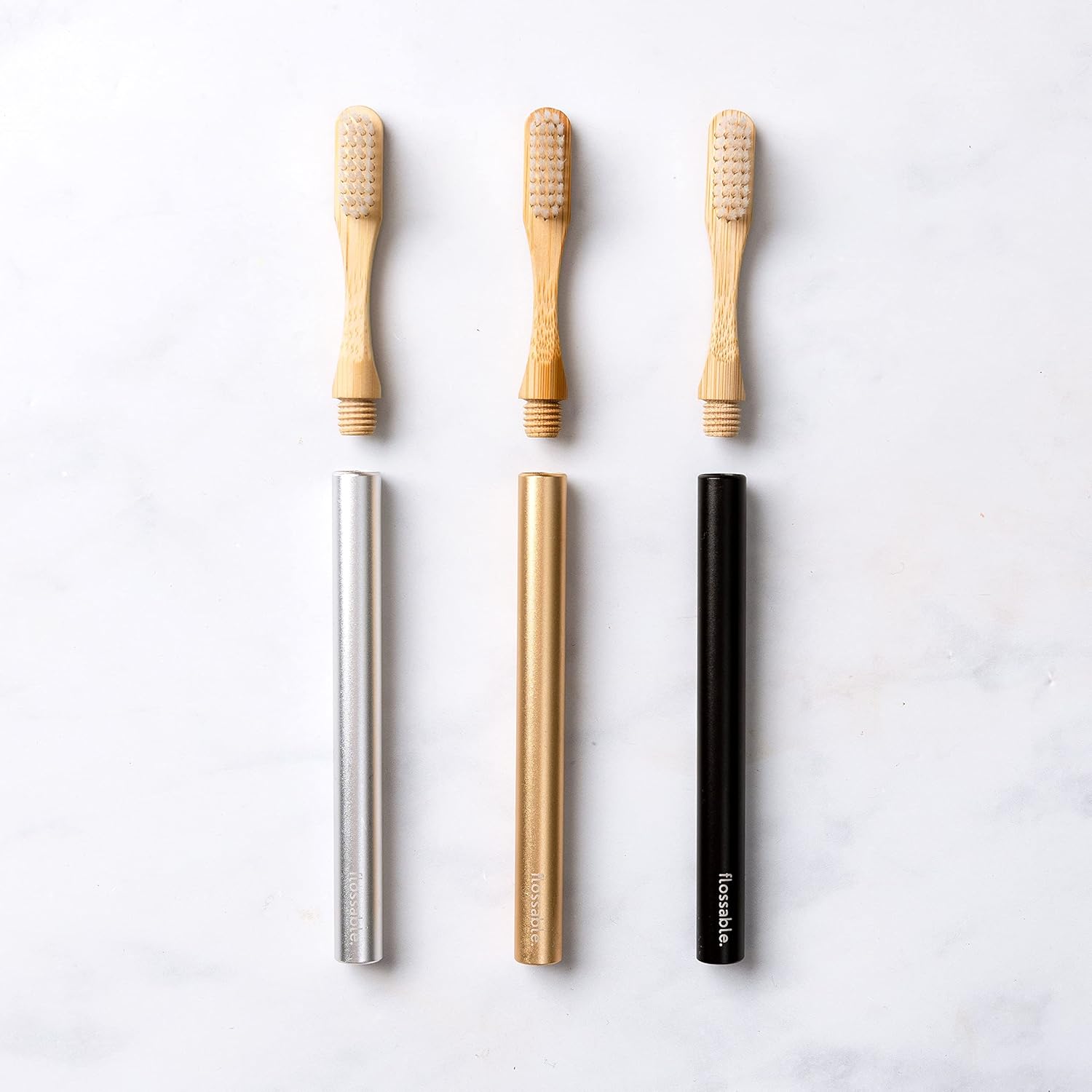 Aluminium Toothbrush with Replaceable Bamboo Head BigaMart