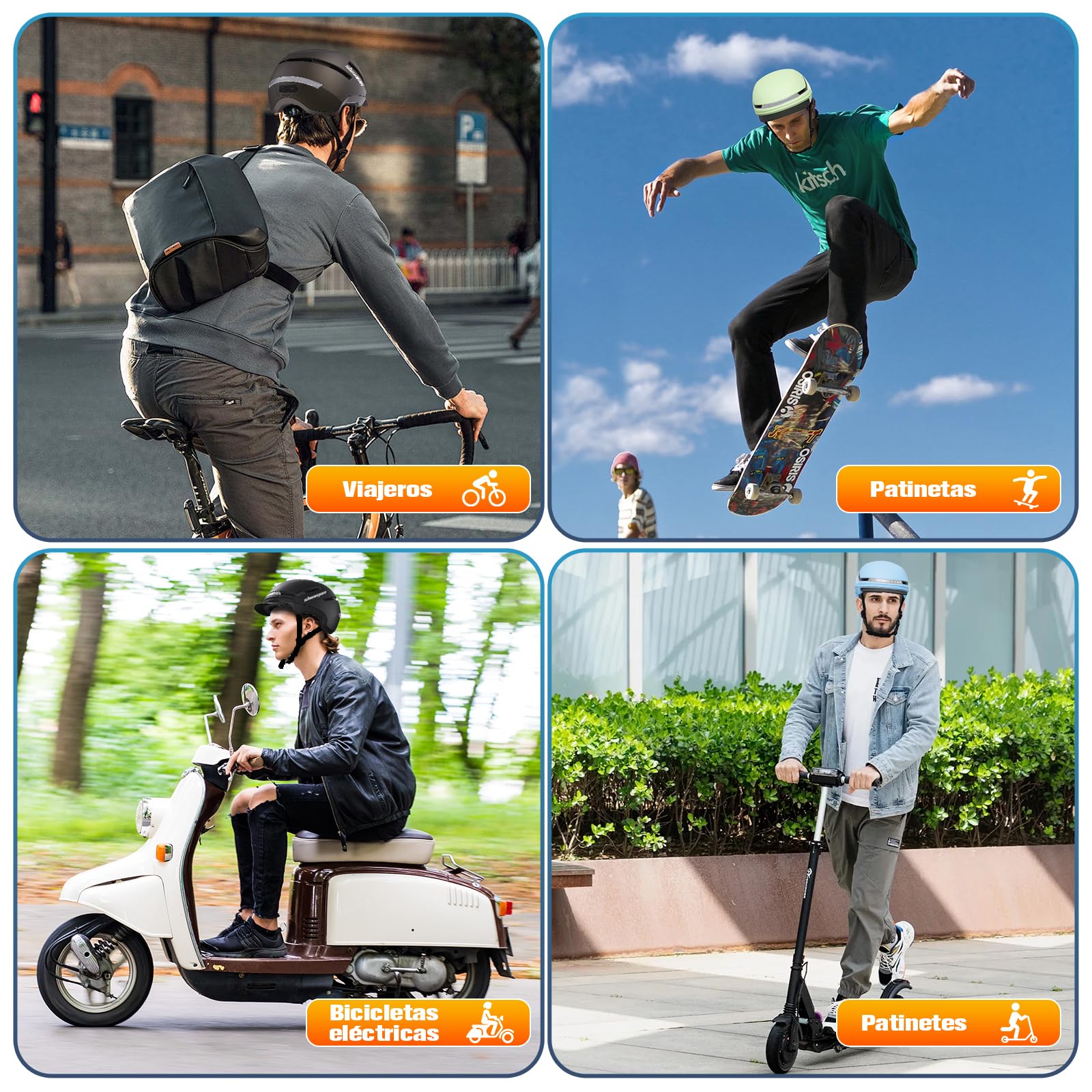 Shinmax Casco de Bicicleta Adulto con Luz y Intermitentes, Casco Ciclismo Hombre Mujer con Luz Trasera LED USB Recargable, Casco Bici para E-Bike, Scooter y Pedelec