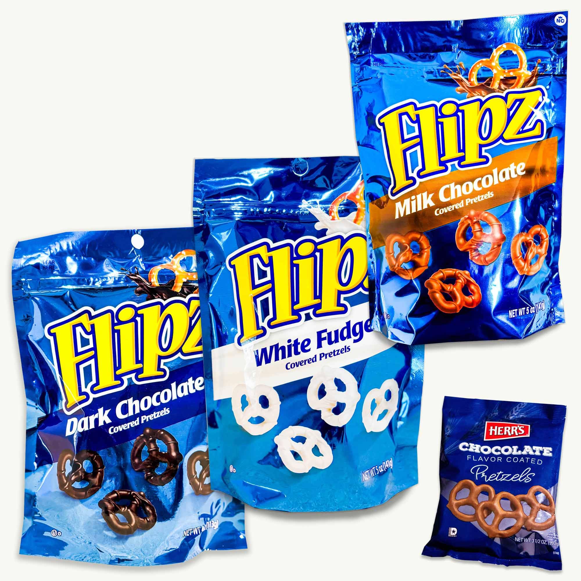 Chocolate Covered Pretzels Variety Pack - Milk Chocolate (5oz) - Dark Chocolate (4oz) - White Fudge (5oz) - Classical Chocolate (3oz) - 4 Items