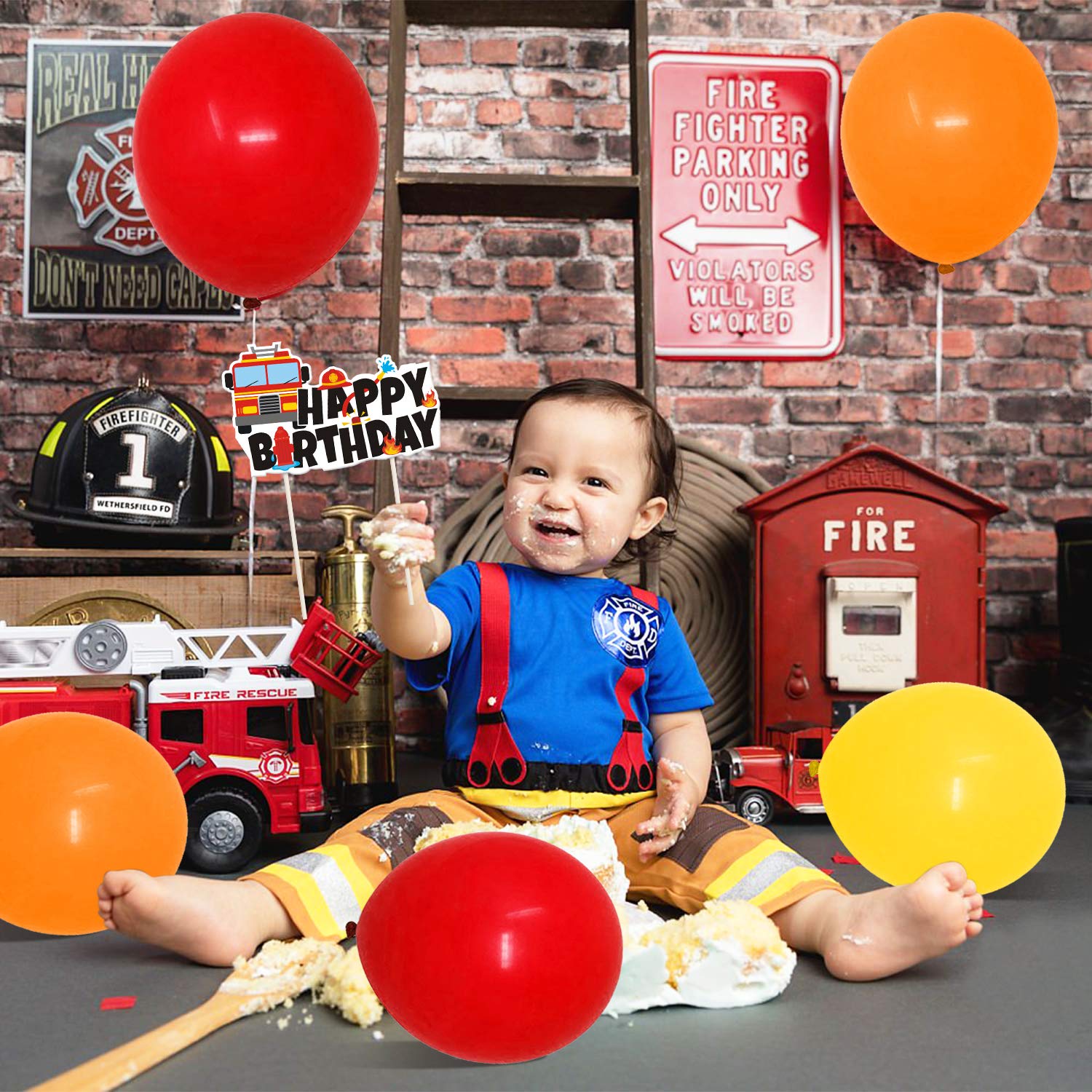 Buy Fire Truck Birthday Party Supplies Fireman Banner Cake Topper Buy Fire Truck Birthday Party Supplies Fireman Banner Cake Topper