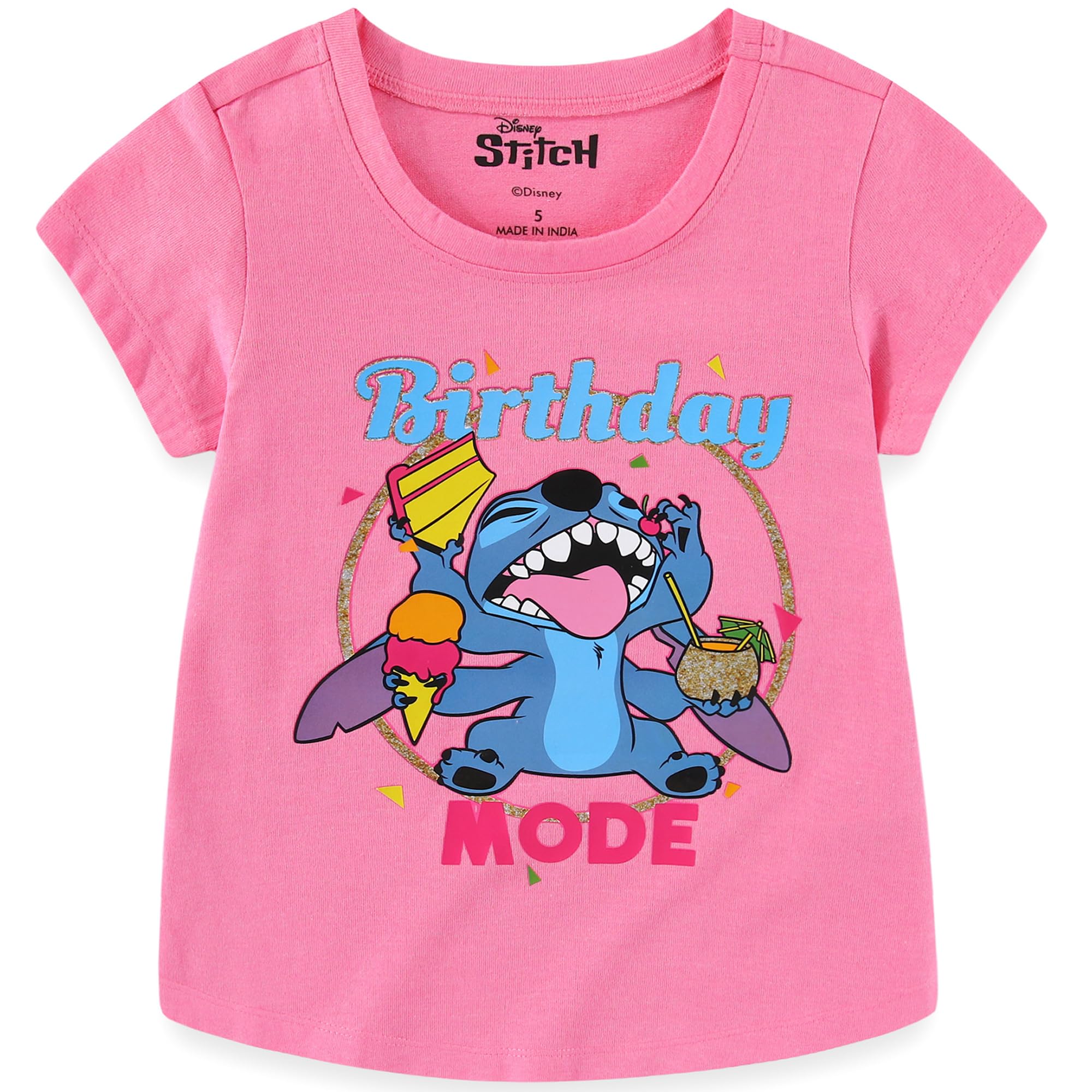 Disney Lilo & Stitch Girls’ Birthday T-Shirt,