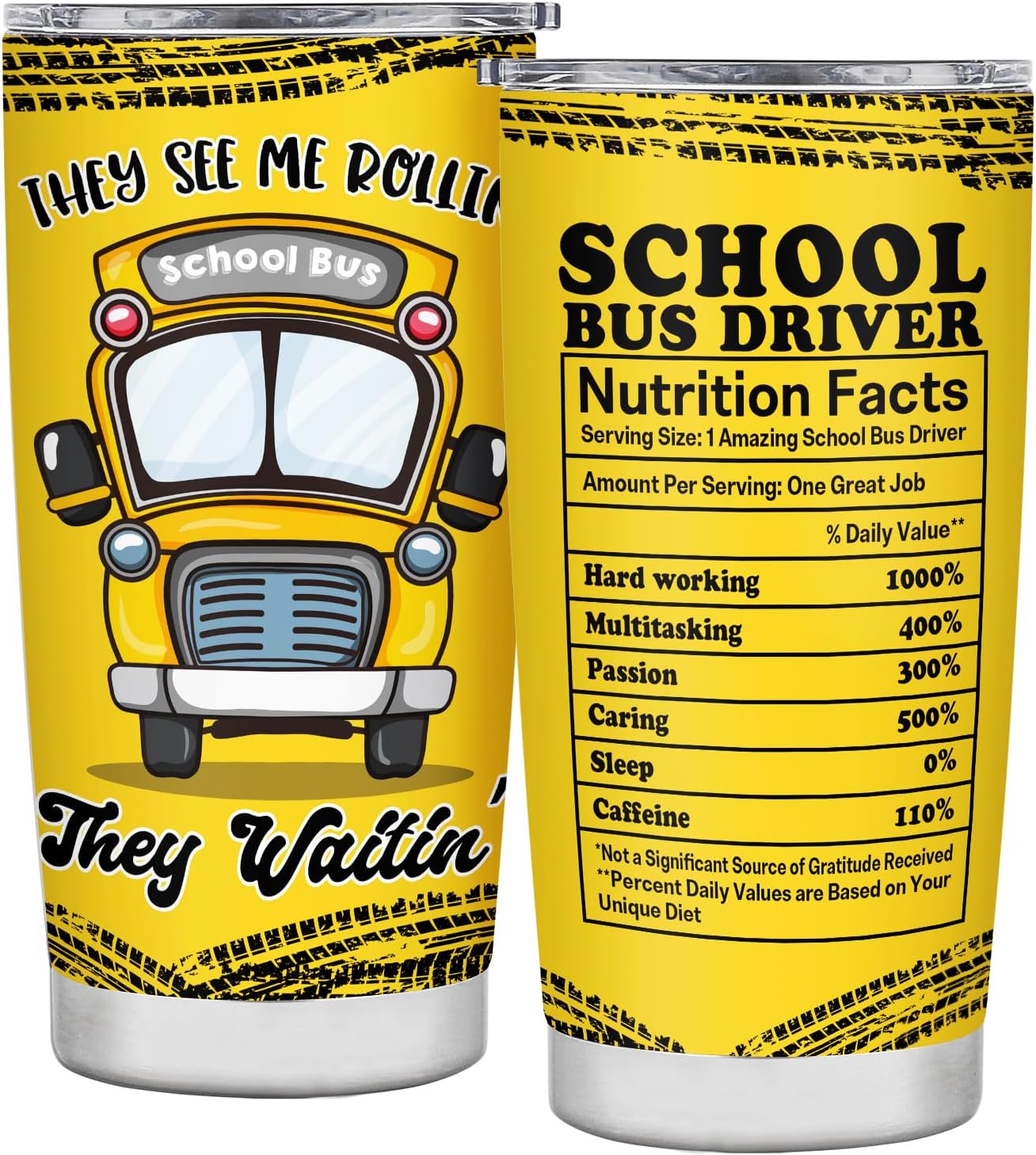 Bus Driver Appreciation Gifts - Stainless Steel Insulated 20OZ Tumbler Mug with Lid for Men, Women & Retired Drivers - Back to School Gift for Kids