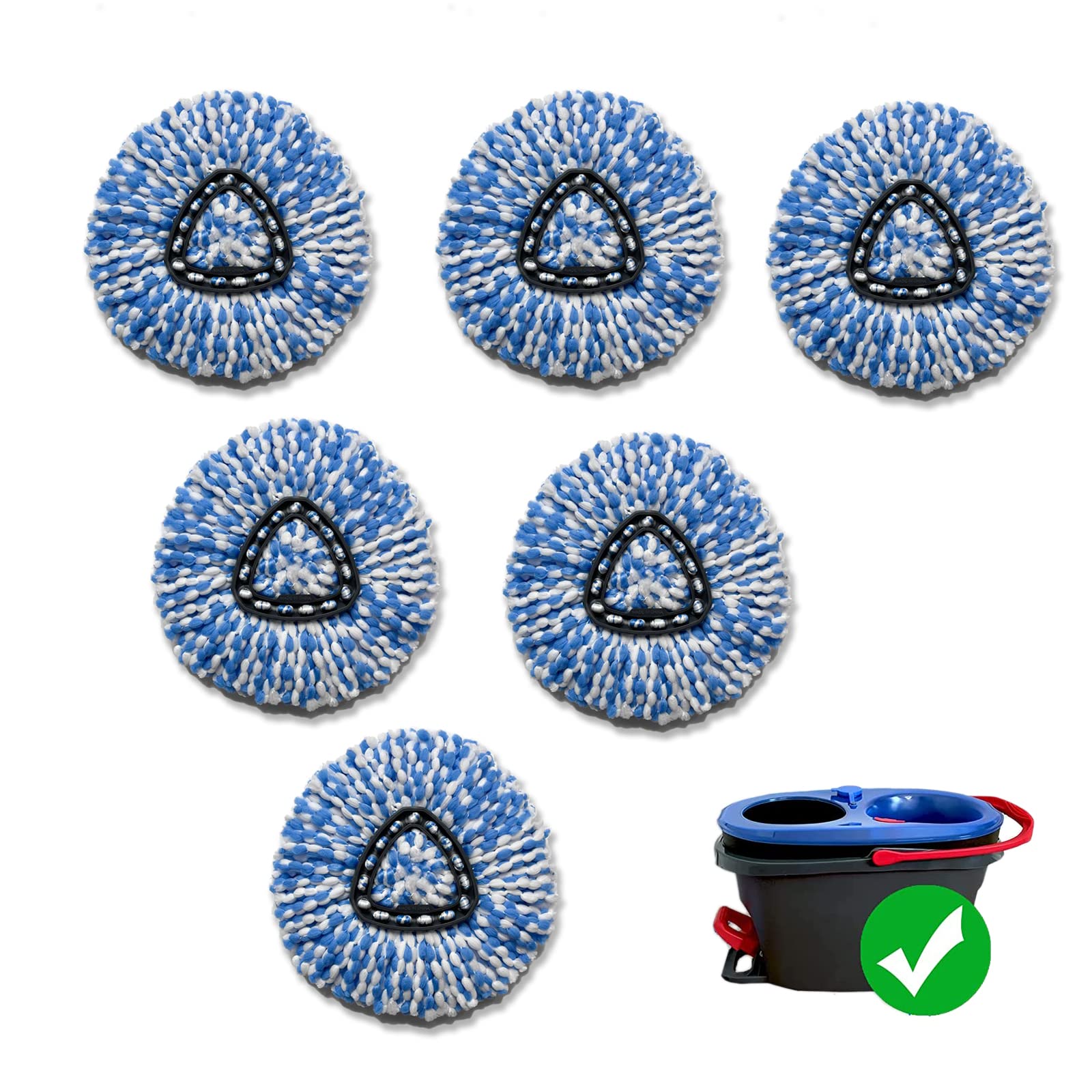 SZAIENXIL Set of 6 Spin Mop Heads Replacements Compatible with RinseClean 2 Tank System Microfiber Spin Mop Refills (6)
