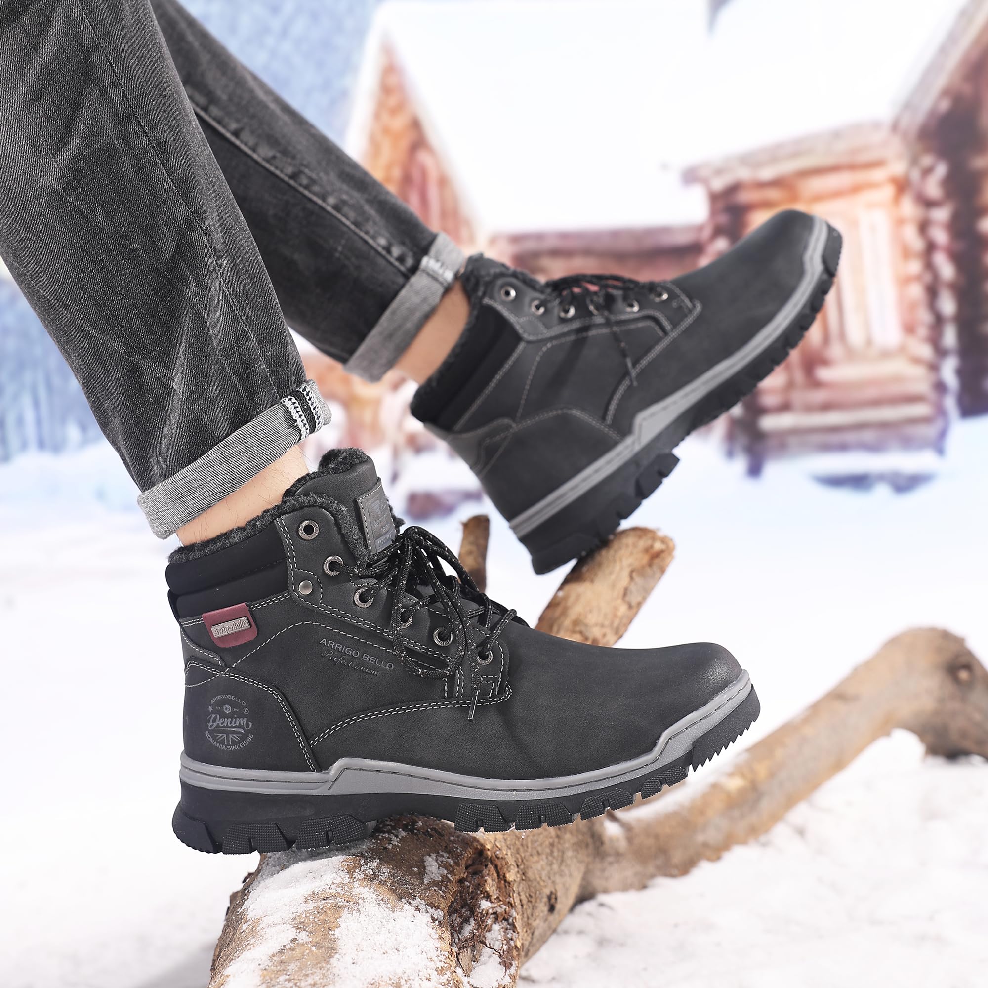 ARRIGO BELLO Bottes Homme Hiver Neige Chaussure Fourrees Randonnée Marche Taille 41-46