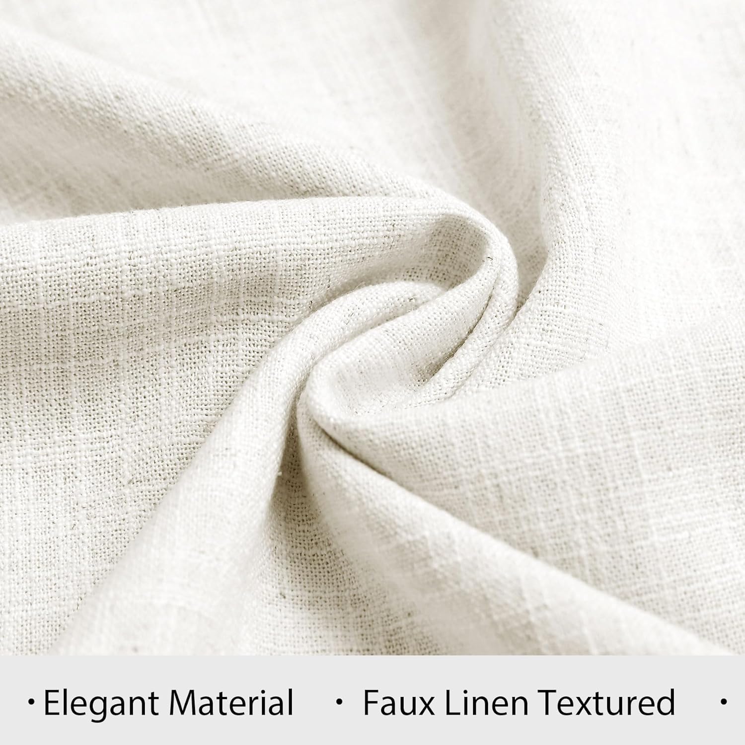 Macochico Faux Linen Room Darkening Curtains for Bedroom, Light Reducing Pinch Pleated Window Treatments Classrooms Sliding Glass Door,Beige White 52W x 84L Inch (1 Panel)