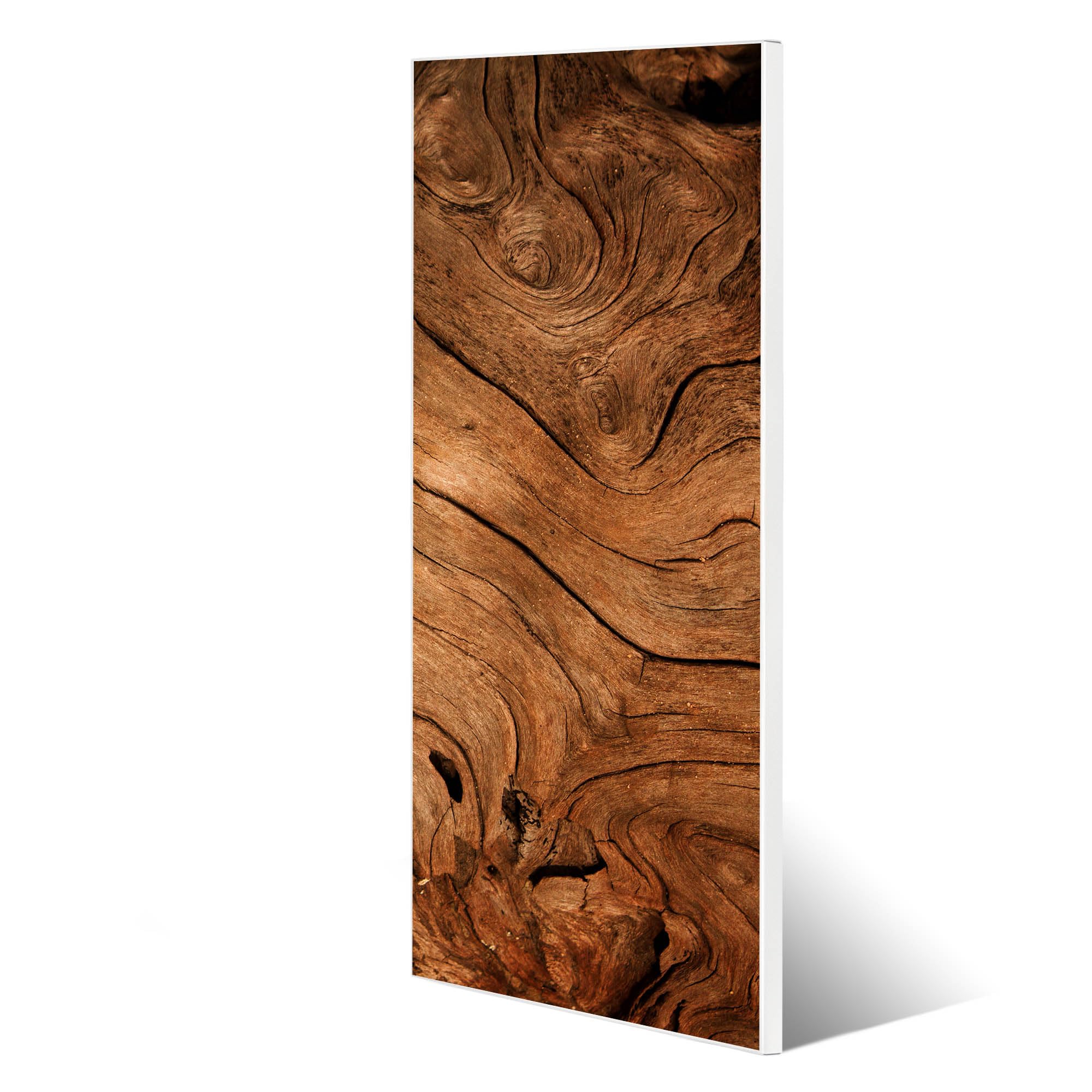 banjado® Magnettafel 30 x 75cm / Magnetwand aus Metall/Magnetpinnwand als Memoboard/Pinnwand Magnettafel Küche, Büro, Kinderzimmer inkl. 4 Magnete & Montageset - Motiv Trockenes Holz