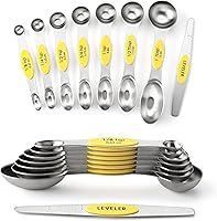 Vista 34 de Spring Chef Juego de 8 cucharas medidoras magnéticas de acero inoxidable morado con nivelador, cucharadita de metal de doble cara y cucharada