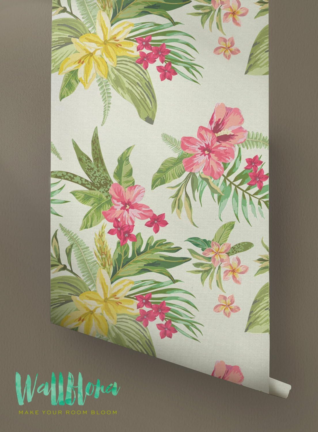 Plumeria Wallpaper - Removable Wallpaper - Hawaiian Wallpaper - Plumeria Wall Sticker - Plumeria Wall Decal - Hibiscus Adhesive Wallpaper