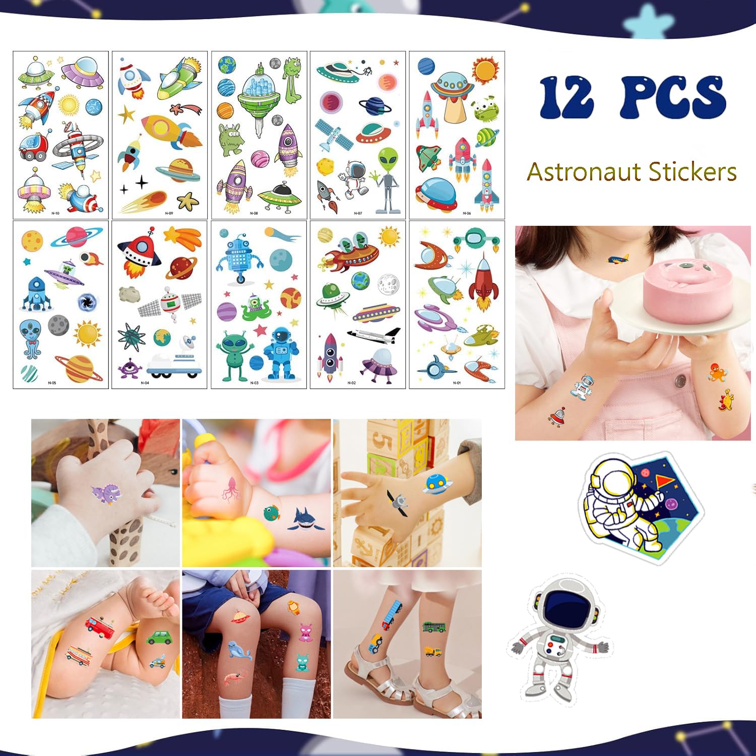 Kit Cancelleria Spaziale Bomboniere Spaziali Compleanno 74 Pezzi - Set Regalo Tema Astronauta Per Bambini Kit Festa Spaziale - 3