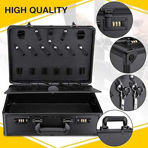 Miniatura 3 de Noverlife Estuche grande de transporte de peluquero con bloqueo de código, caja de herramientas de peluquería, organizador de viaje, maleta de