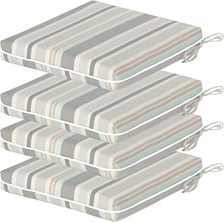 Outdoor Dining Chair Cushion Pad 20"x20" 4Pcs- Tie Straps for Secure Fit, Water-Resistant, UV Resistant, Recycled PFAS-Free Fabric, 3-Year Fabric Warranty, Print 011