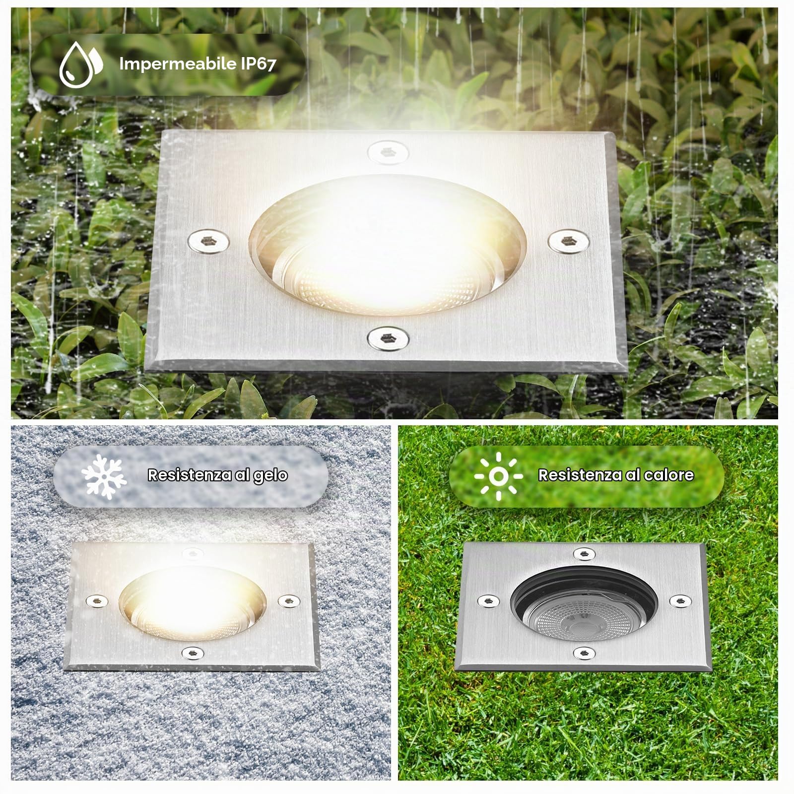 4pcs Faretti Led Esterno per Gu10 3w 230v Bianco Caldo 3000k, IP67 Impermeabile Faretti da Giardino, Faretti Incasso Esterni per Esterni, Giardino, Terrazza, Cortile, Passerella