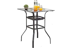LOKATSE HOME Patio Bar Table for a Square Bistro Dining Experience