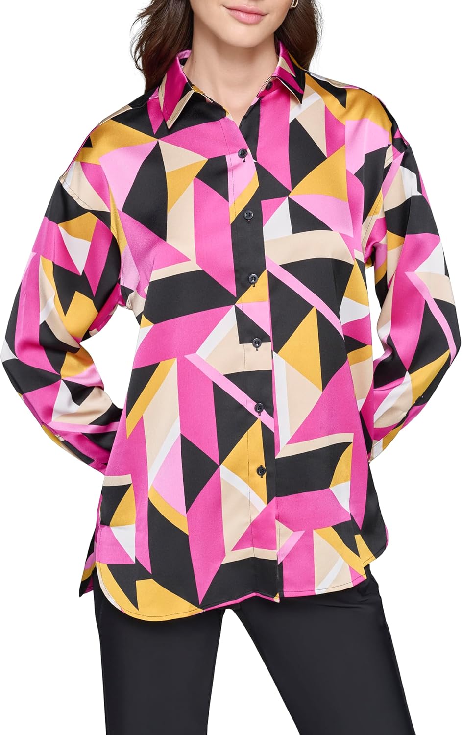 Karl Lagerfeld Womens Oversized Printed Blouse