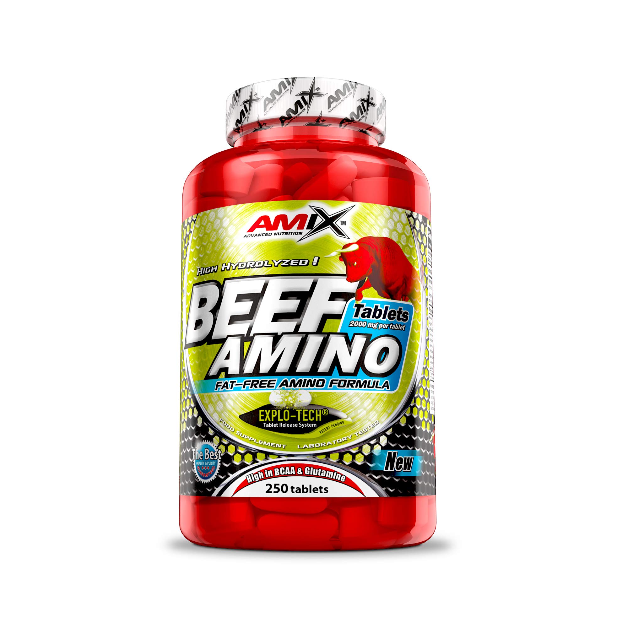 AMIX - Suplemento Alimenticio Beef Amino en 250 Tabletas - Favorece la Recuperación Muscular y Ayuda a Definir los Músculos - Suplemento Alimenticio - Aporta Aminoácidos Esenciales