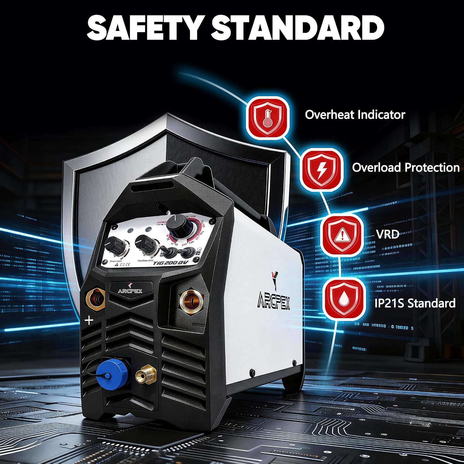 200A TIG Welder 110V/220V HF Start DC TIG Stick Welder Portable 2 in 1 Welding Machine with 2T/4T Control for Stainless Steel Mild Steel Professional IGBT Inverter Welder