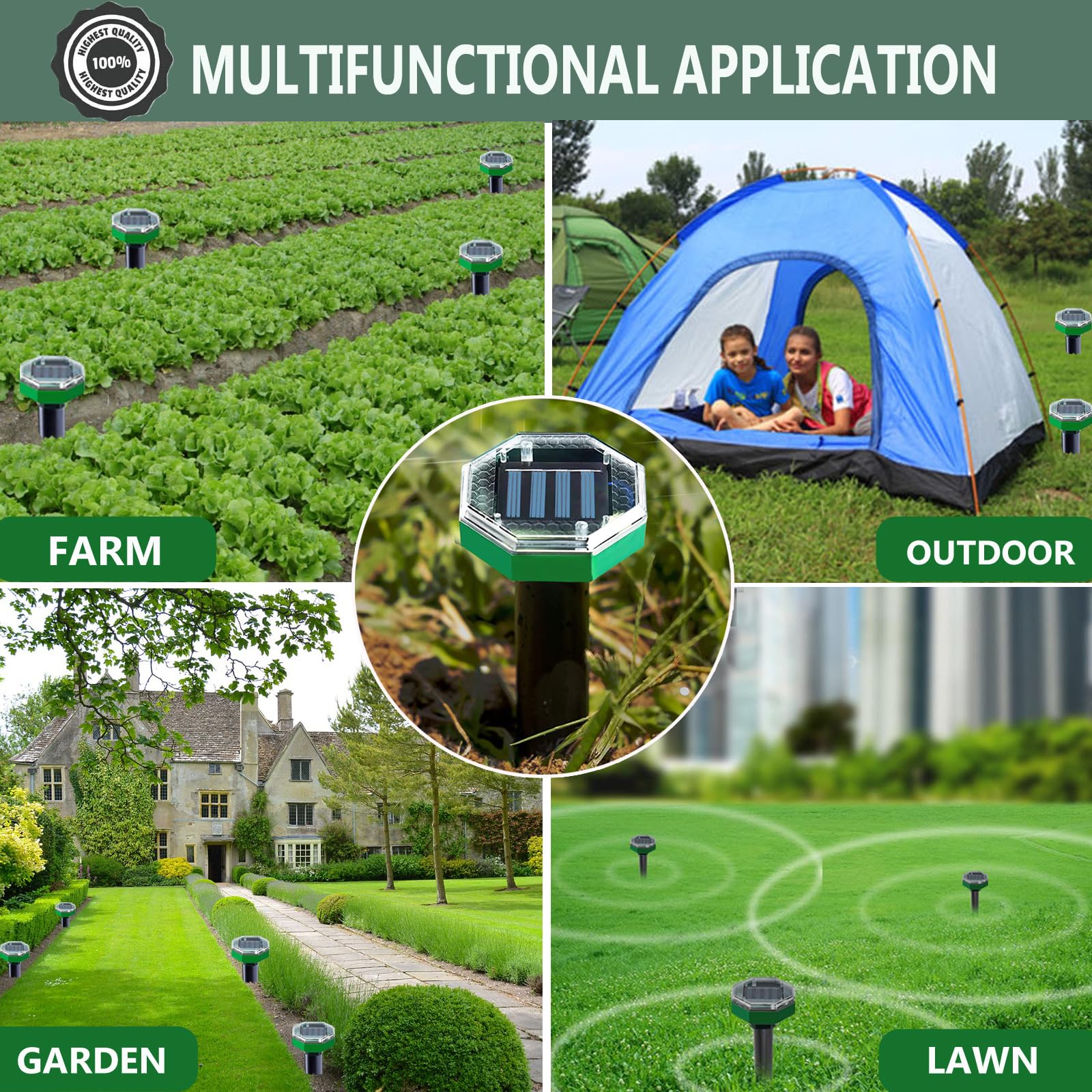 RepeIIente SoIare per TaIpe,6 Pezzi Repellente Solare Ultrasuoni,IP65 ImpermeabiIe RepeIIente ad energia SoIare,Solare Repellente Zanzare per Giardino,Scaccia Topi Fastidiosi,Gopher,Serpenti,Talpe