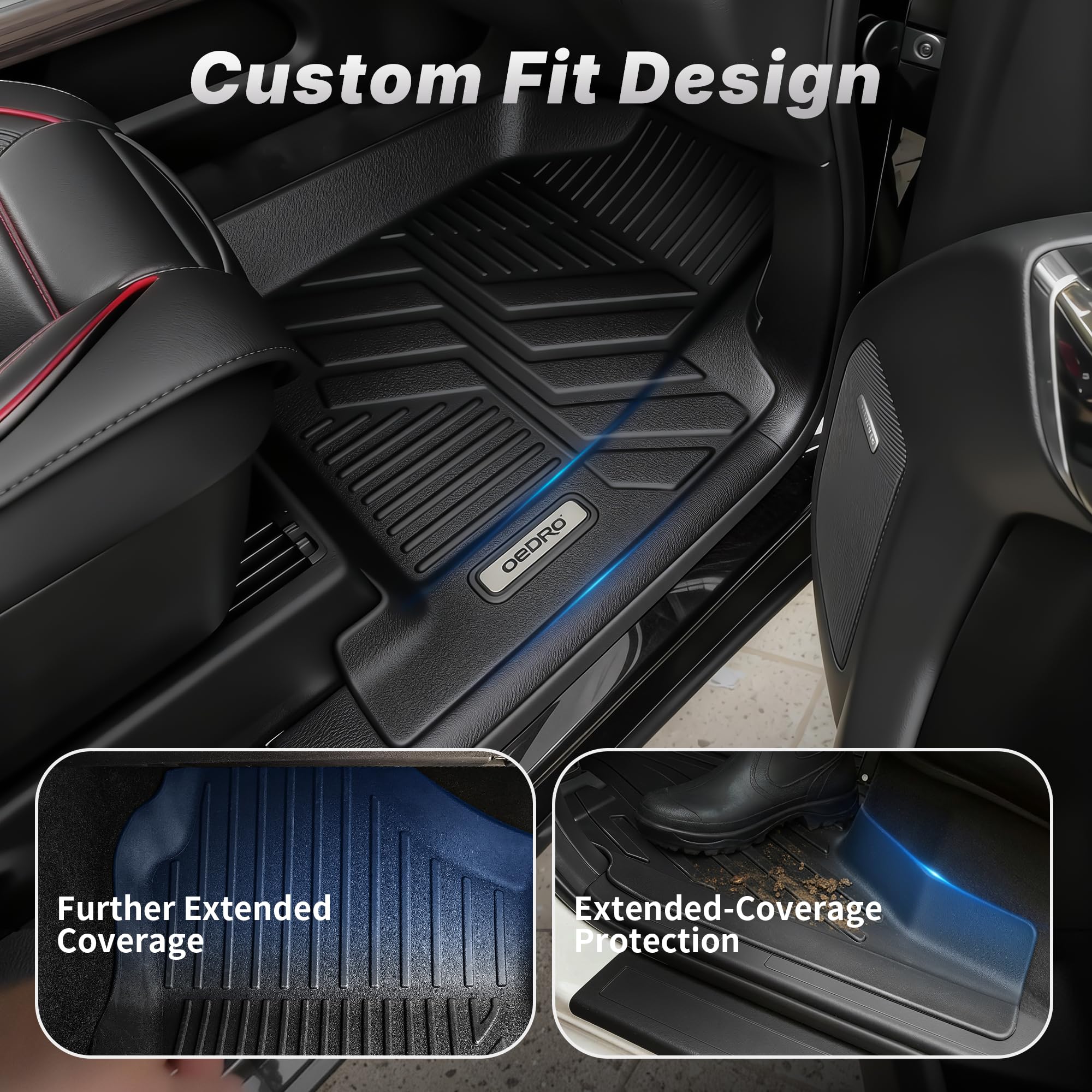 OEDRO Floor Mats Trunk Mat with Backrest Fit for 2024 2025 2026 Hyundai Santa Fe Gas Hybrid TPE — view 3