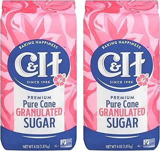 C&H Premium Pure Cane Granulated Sugar, 4 LB Bag (Pack of 2)
