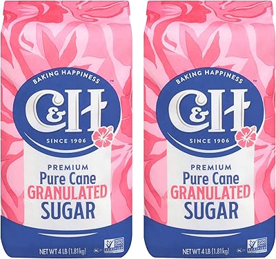 C&H Premium Pure Cane Granulated Sugar, 4 LB Bag (Pack of 2)