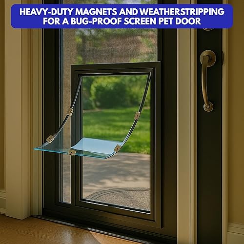 Miniatura 8 de Pantalla universal  Puerta de gato y perro  Se adapta a porches mosquiteros, puertas correderas y ventanas  Instalación en medio de malla  Solapa