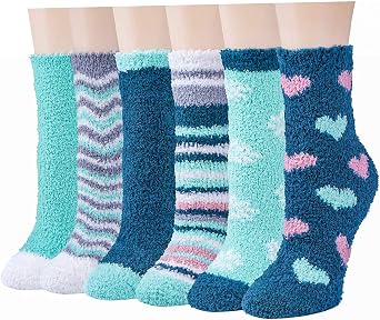 JaosWish Fuzzy Socks for Women,Cozy Fluffy Warm Soft Winter Sleeping Plush Sock Bulk for Christmas Gifts