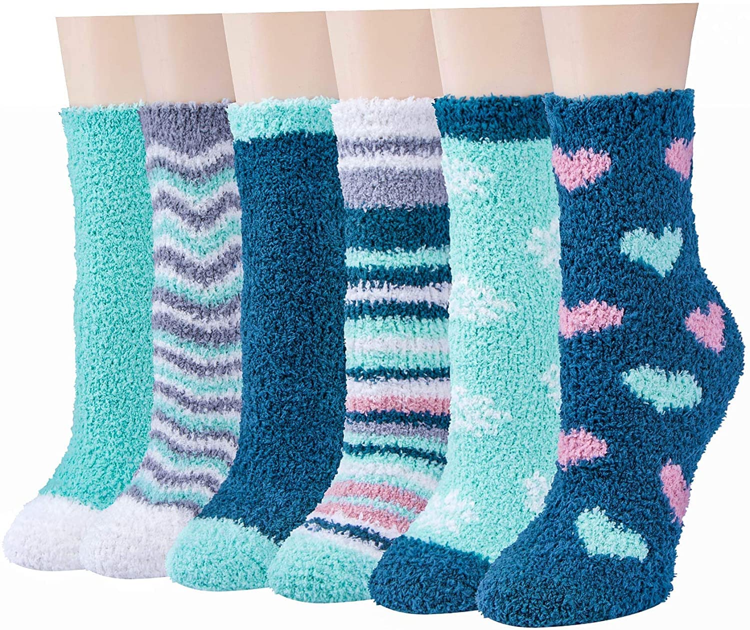 JaosWish Fuzzy Socks for Women，Cozy Fluffy Warm Soft Winter Sleeping Plush Sock Bulk for Christmas Gifts