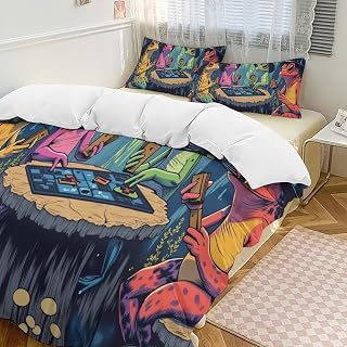 Frog Wizards Card Game Comforter Sets for Girls Boys Twin Size 3 Pcs Comforter Set Bedding,All Season Soft Cozy Bed Sets Teens Bedroom Decor 86"x70"