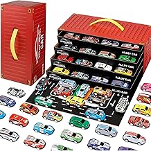 1:32 Scale Exclusive Alloy Metal Pull Back Die-cast Car Model with Sound Light Mini Auto Toy for Kids Metal Model Toy Car with Sound and Light (48 Pcs car Container)