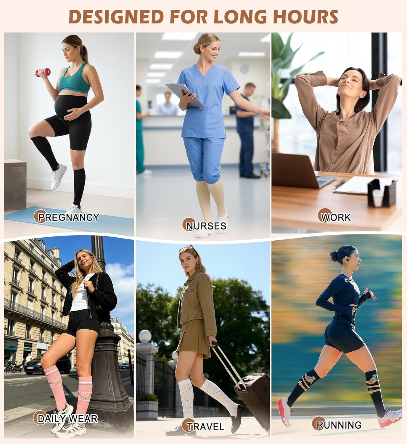 Cotton Compression Socks for Women&Men 20-30mmHg Knee High Cute Support Sock for Nurses, Pregnancy, Flying