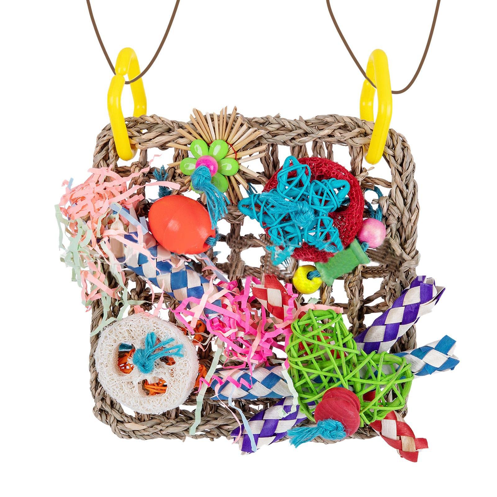 Parrot Toys | Colorful Climbing Net Budgie Toy Parrot Chew Toy | Easy Installation Foraging Wall Toy for All Parrots, Birds, Small Birds, Parakeets Gusengo