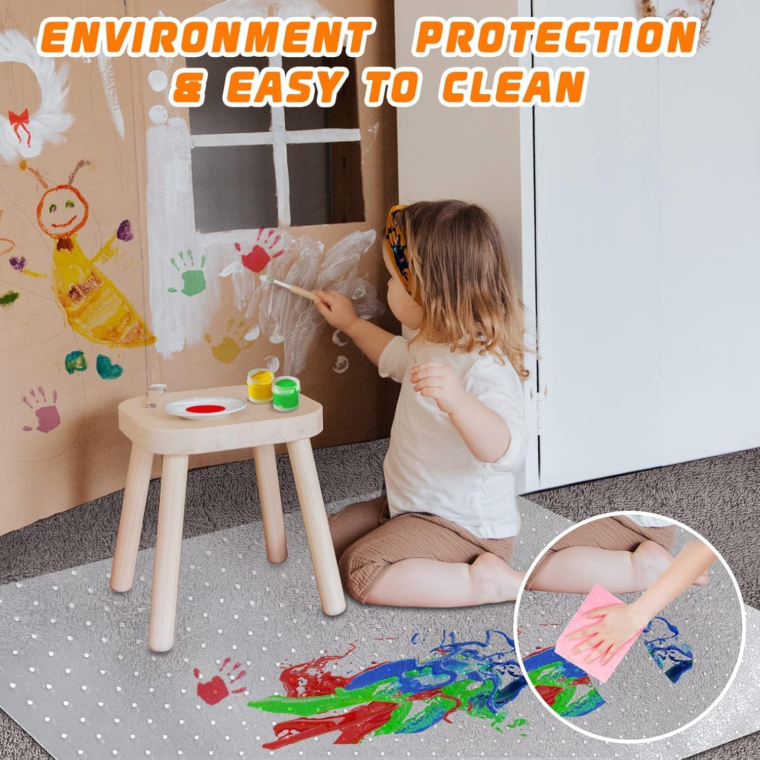 Office Chair Mat for Carpet Floors, Desk Mats 48"X36" for Rolling Desk on Low Pile Carpets, Rectangle Computer Gaming Plastic Floor Mats for Office Chair on Carpet, Flat Without Curling