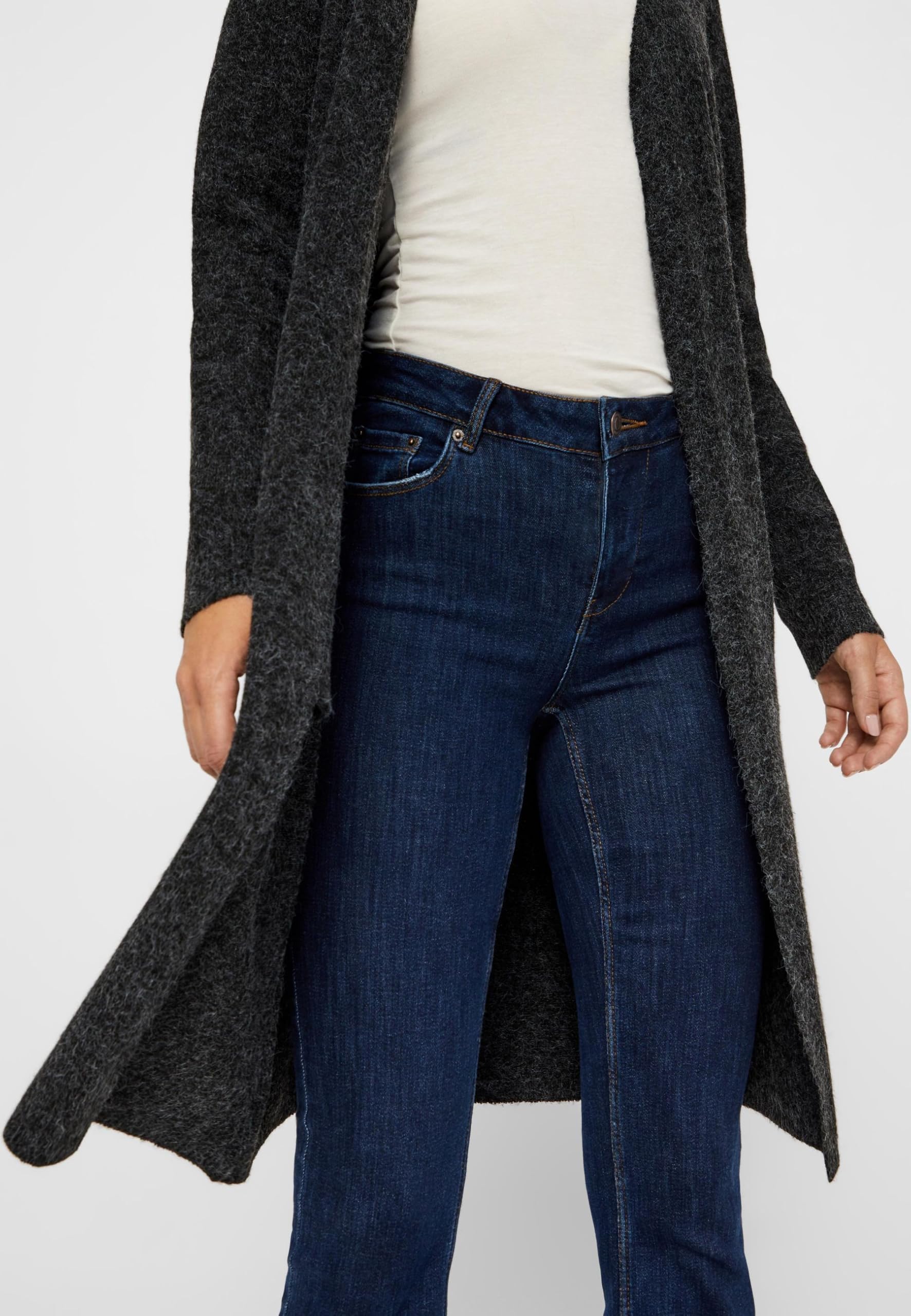 Vero Moda Kobiety Vmdoffy Ls Long Open Cardigan Ga Noos Kardigan, Czarny, XL