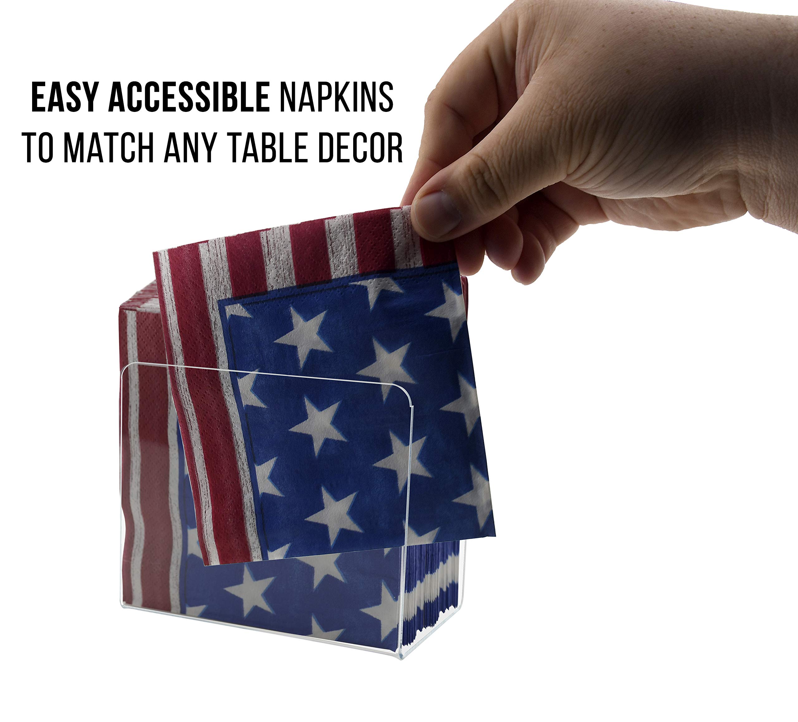 Napkin Holder Stand Clear Acrylic Upright Tabletop Picnic or Home Space Saving Countertop Display Organizer by Marketing Holders