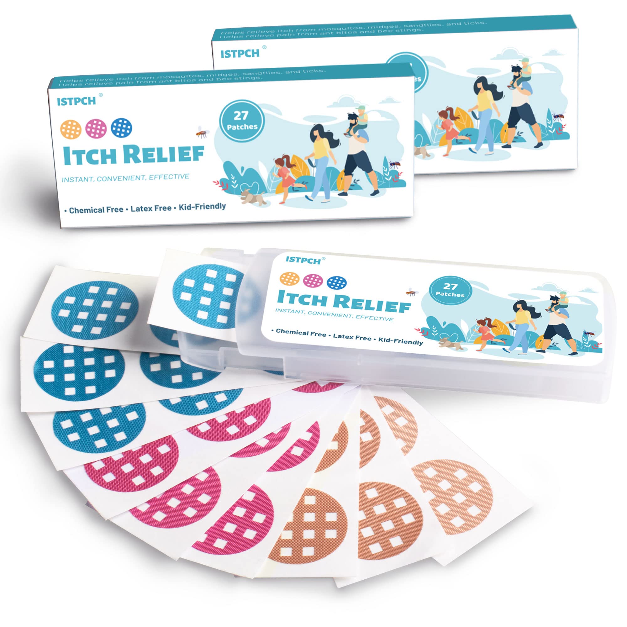 Bite Juckreiz Relief Patches 54 Pflaster Natürliche Juckreiz Relief Aufkleber Reduziert Juckreiz & Schwellungen Sommer Reisen Camping Essentials für Kinder