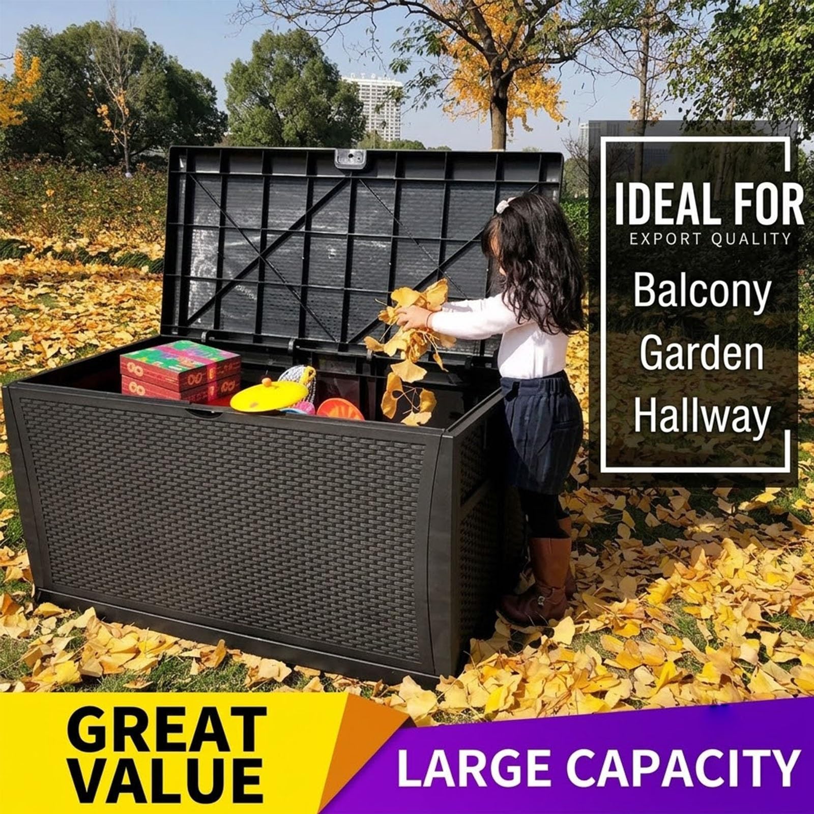 Outdoor Waterproof Storage Box 104 Gallon Large Deck Boxs