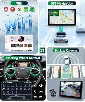 4 Core+64G Android Car Radio Stereo for Chrysler 300C 2004-2011 with DSP/Wireless Carplay/Android Auto, 9'' Touchscreen Chrysler 300 Radio with GPS WiFi BT FM/RDS Mirrorlink SWC Backup Camera