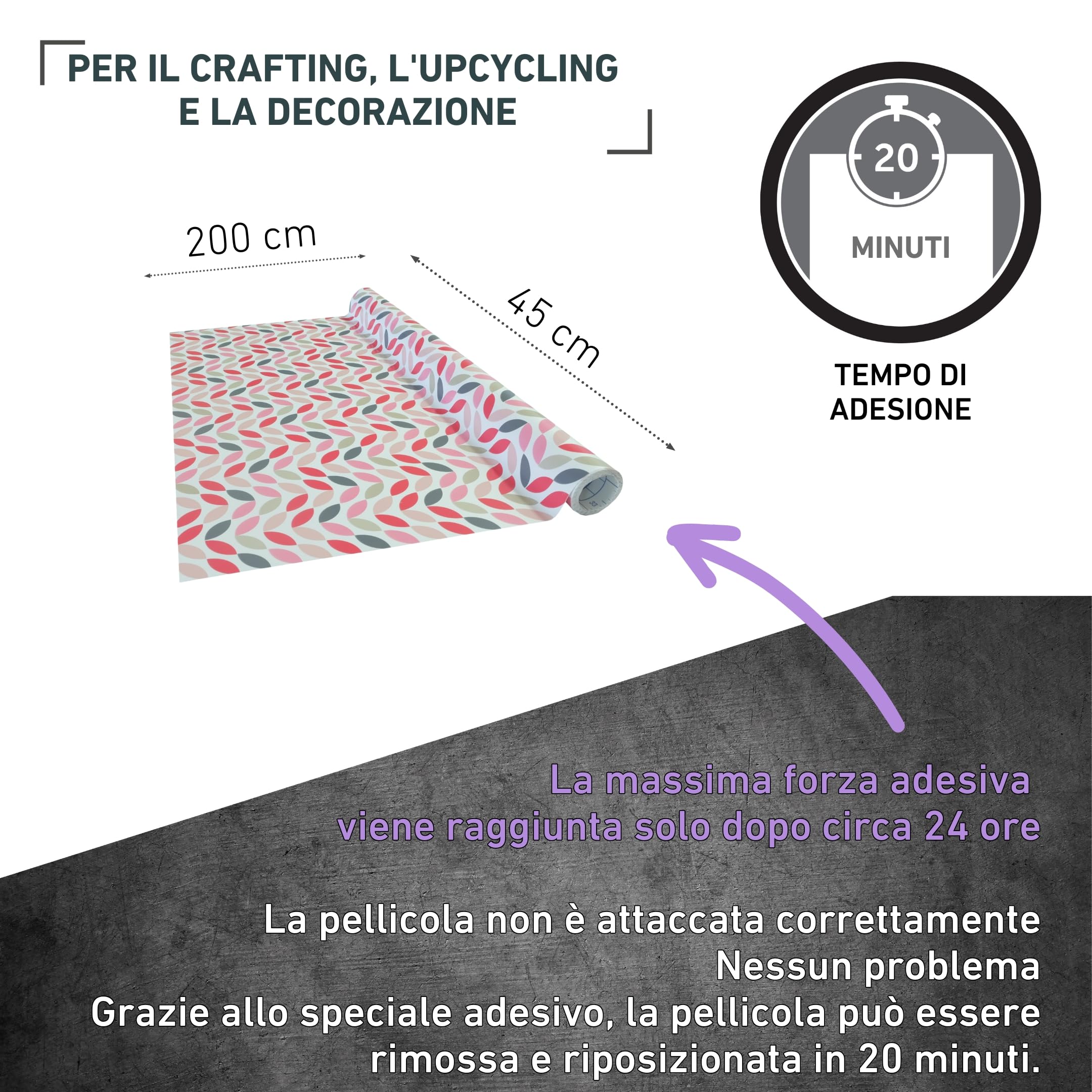 Pellicola Adesiva Venilia Nero Opaco - 45x200 Cm, Spessore 95μ, Senza Ftalati, Per Mobili E Pareti - Foto 2