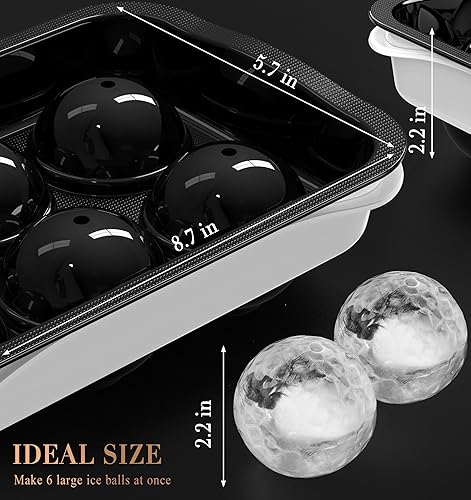 Miniatura 4 de ICEXXP Máquina de bolas de hielo de whisky relleno sin embudo y fácil liberación bandejas redondas grandes de cubitos de hielo de 22 pulgadas con