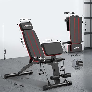 JOROTO Weight Bench Adjustable, Foldable Workout Bench Press, 453KG Load Strength Training Benches for Home Gym Full Body Workout, Roman Chair Dumbbell Bench
